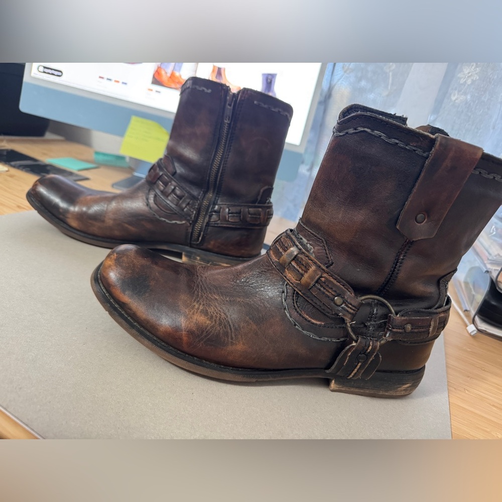 BED|STU Mens Motorcycle Harness Ankle Boots